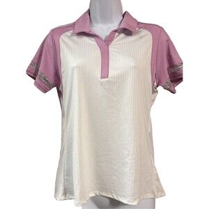 Lucky in Love golf tennis top SMALL Mystic Petal Pink Mix Media Short Sleeve